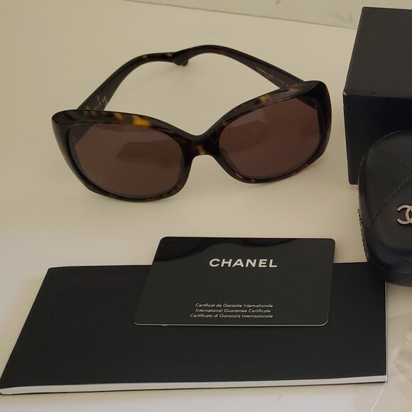 Chanel 5183 c714/3G Sunglasses Brown Tortoise Brown W/case &Box - Picture 2 of 10